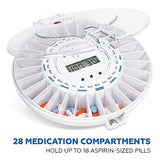 Med-E-Lert Premium Automatic Pill Dispenser, Electronic Pill Dispenser with Alarm for Elderly, 28 Sealed Pill Compartments (Clear and Solid White Lids) FSA/HSA Eligible