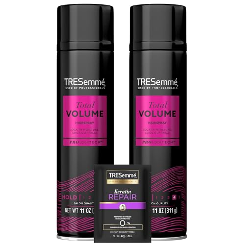 TRESemmé Hairspray, Total Volume, 2-Pack + Keratin Repair Hair Mask – Moisturizing Hair Spray, Anti-Frizz Hair Products (3 Piece Set)