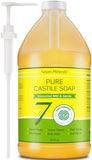 Pure Castile Soap - No Palm Oil, GMO-Free - Gentle Liquid Soap For Sensitive Skin & Baby Wash - All Natural Vegan Formula with Organic Carrier Oils (64 FL Oz, An Unscented)