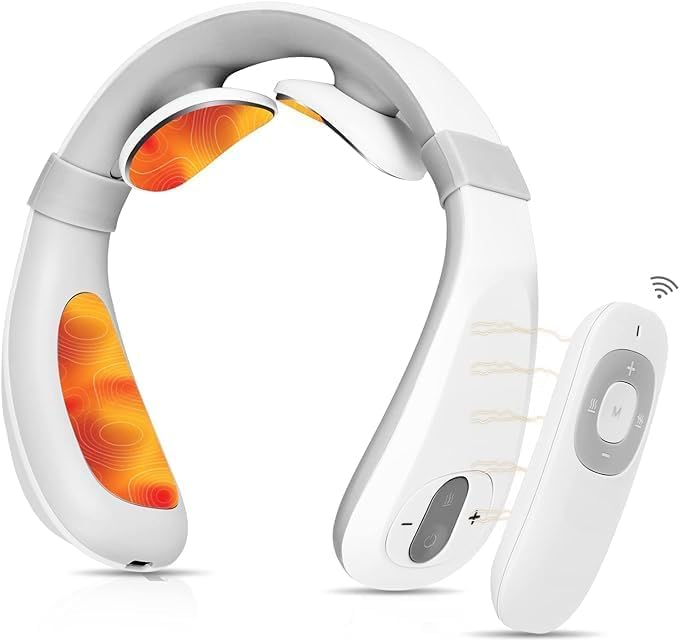 GOFFUGT Electric Neck Massager with Heat for Pain Relief, Intelligent Neck Massager with 6 Modes, Deep Tissue Trigger Point Massager, Cordless Portable Neck Massager for Home, Outdoor, Office, Car