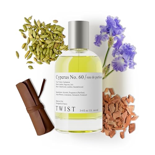 Twist - Cyperus No. 60 - Eau De Parfum Inspired by Santal 33, Long-Lasting Unisex, Perfume, Paraben Free, Vegan, Clean Ingredients, Unisex Fragrance - Spray 100 ml | 3.4 fl. oz.