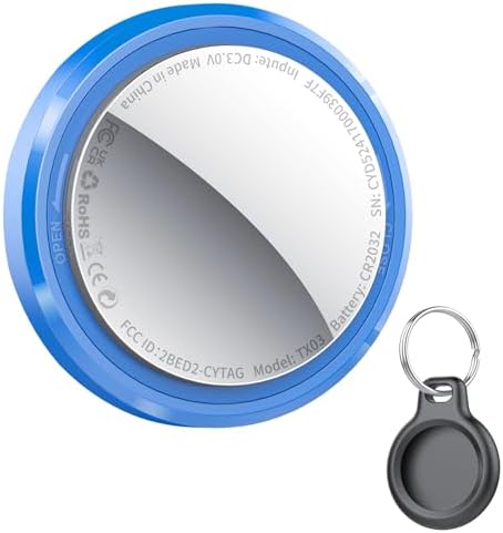 Air Tags, Bluetooth Trackers Work with Apple Find My (iOS Only), Smart Tag with Protective Case/Keychain, Item Finders for Luggage/Key/Suitcases/Backpack, Replaceable Battery, IP68 Waterproof, Blue
