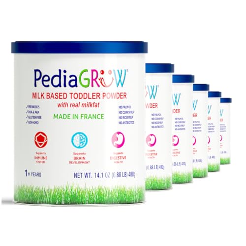 Toddler Nutritional Milk Powder, Made in France with Grass-Fed Milk, DHA & Iron, Natural Prebiotics for Growth & Immune Support, Non-GMO, Gluten-Free, Toddler Nutritional Drink, Ages 1+ Years 6pk
