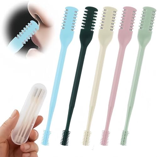 2024 New Double Sided Nose Hair Knife, 2-in-1 Nasal Hair Cutter, Nostril Hair Remover Tool, Portable Manual 360° Rotating Nose Hair Trimmer with Ear Picker for Women Men (5Pcs)