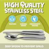 BunMo Weighted Utensils for Tremors and Parkinsons Patients - Heavy Weight Silverware Set of Knife, Fork and Spoon - Adaptive Eating Flatware (3 Pieces)