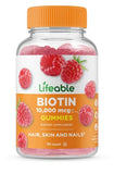 Lifeable Biotin Gummies 10,000mcg - Great Tasting Natural Flavor Supplement Vitamins - Vegetarian GMO-free Chewable - for Beautiful & Glamorous Hair and Nails Growth - for Men Women Teens - 90 Gummies