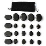 YOMMI Hot Stones for Massage Premium Set Basalt Rocks Spa Professional Essential Kit Relaxing Healing Pain Relief Black Smooth Stone, Storage Pouch Bag Included (Essential Set 20pcs)