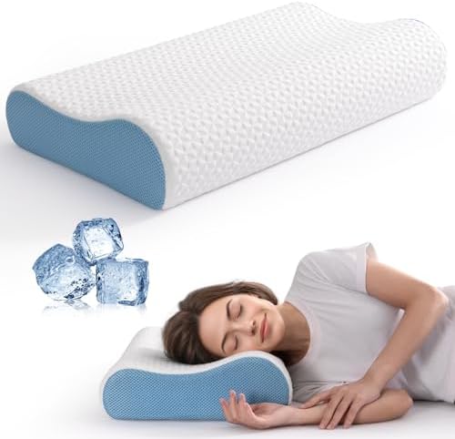 Lukace Memory Foam Pillows for Neck and Shoulder Pain Relief, Cervical Neck Pillow, Ergonomic Pillow Neck Contour Cervical Orthopedic for Stomach Back Side Sleeper Pillow, King, Medium Support, 1 Pack