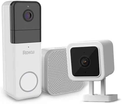 Roku 1080p HD Wired Outdoor Camera & Smart Home Wireless Video Doorbell Bundle