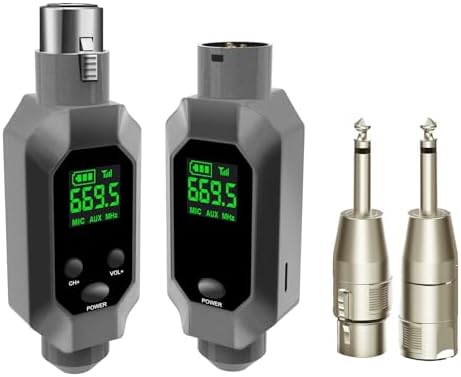 Wireless XLR Transmitter & Receiver: UHF Wireless Microphone System for 262ft Range, 8-Hours Battery, Wireless Microphone Adapter for Condenser/Dynamic Mics, Mixers, PA System, Guitar