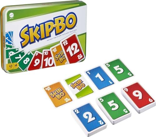 Mattel Games Skip-Bo Card Game in Collectible Storage Tin for Kids, Adults, Families, Parties & Travel, 2 to 6 Players (Amazon Exclusive)