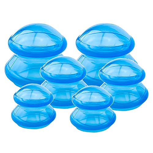 QISEEYA 6 Pieces Cupping Therapy Set Silicone Cupping Therapy, 3 Sizes Professional Studio and Home Cupping Set, More Potent Suction, Suitable for Cellulite, Joint Pain, Myofascial Massage Blue