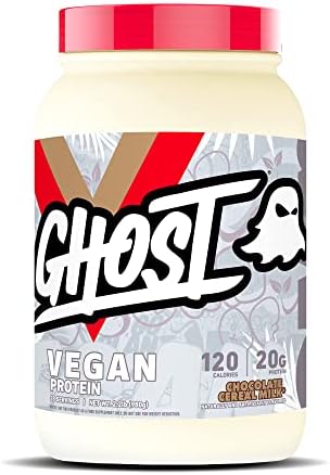 GHOST Vegan Protein Powder, Chocolate Cereal Milk - 2lb, 20g of Protein - Plant-Based Pea & Organic Pumpkin Protein - ­Post Workout & Nutrition Shakes, Smoothies, & Baking - Soy & Gluten-Free