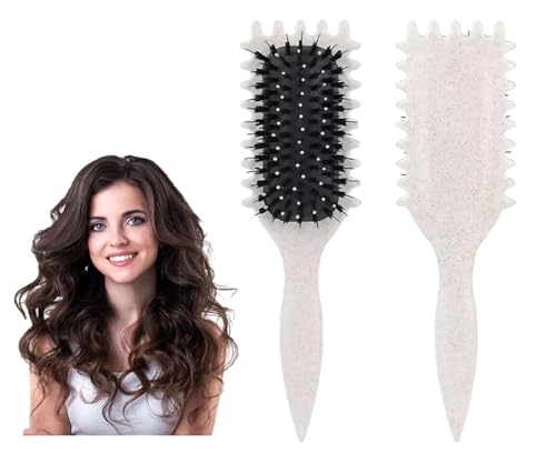 Curl Brush, Curl Defining Brush,Curl Brush Styling Brush for Detangling, Shaping and Defining Curls, Reduce Pulling - Great Hair Shaping Tool for Women and Men (Off white)