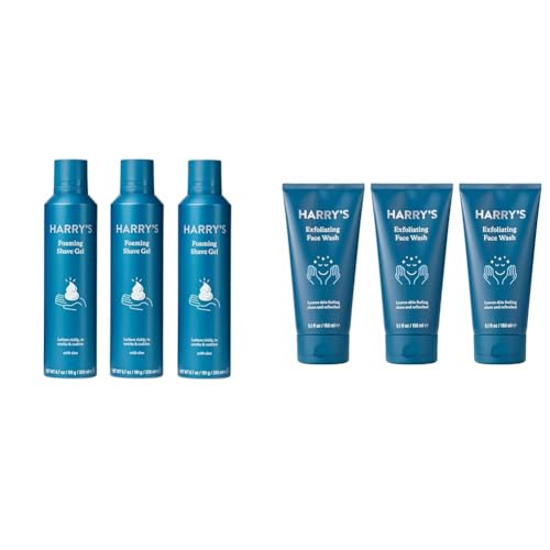 Harry's Shaving Gel with an Aloe Enriched Formula - 3 pack (6.7oz) Face Wash for Men, Gentle Formula with Volanic Rock Natural Exfoliant, Dermatologist Tested
