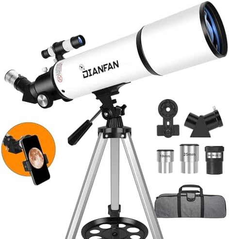 Telescope,80mm Aperture 600mm Telescopes for Adults Astronomy,Fully Mult-Coated High Powered Refractor Telescope for Beginners,Professional Telescopes with Tripod,Phone Adapter and Bag