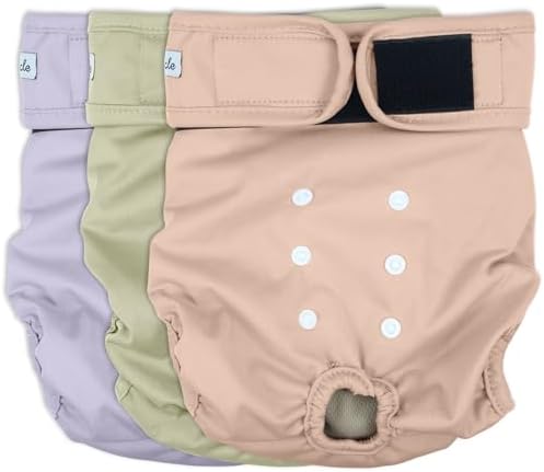 Washable Female Dog Diapers - Premium Reusable Diapers for Doggie in Heat - Highly Absorbent Dog Diapers Female for Pet Incontinence with Adjustable Snaps Pink, M