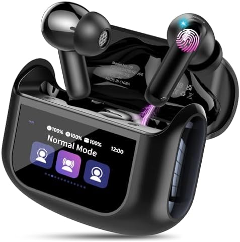 Wireless Earbuds, Bluetooth 5.4 Ear Buds with Touch Screen, 48H Bass Stereo Headphones with ANC/ENC Noise Cancelling/Transparency Mode, IPX7 Earphones with 5 EQ Modes for Android/iOS