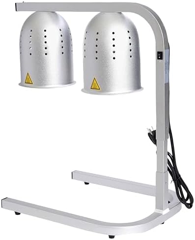 SYBO DL2112 Commercial Grade Food Heat Lamp Portable Electric Food Warmer 2-Bulb with Free-Standing, 500W, Silver