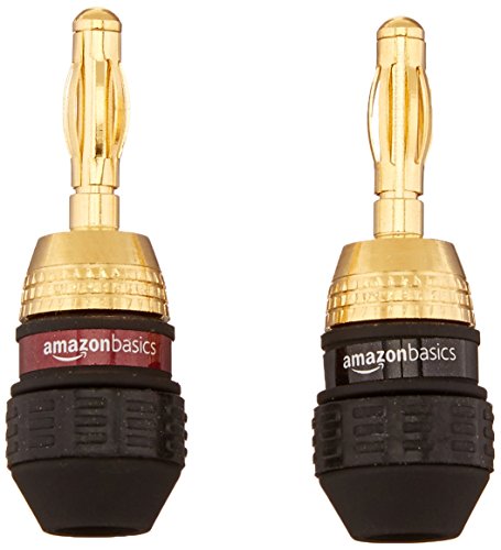 Amazon Basics Speaker Connector Banana Plug to Banana Plug, 0.5" x 0.5" x 1.3", Black, 24 Count (Pack of 12)