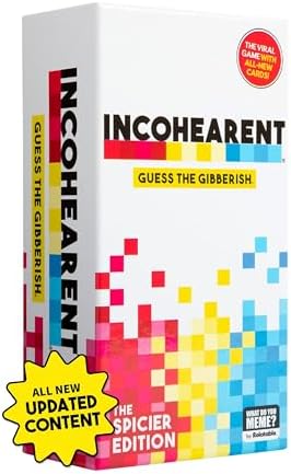 Incohearent, The Guess the Gibberish Party Game by Relatable, A Funny Card Game for Adults, Great for Bachelorette Party Games or Game Night Games, Includes 400 Cards, Instructions, and 1 Sand Timer