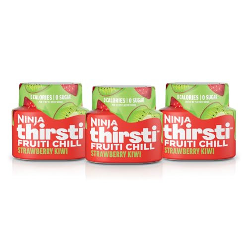 Ninja Thirsti Flavored Water Drops, FRUITI CHILL Strawberry Kiwi, Bold Fruit Flavor, Sparkling or Still, Zero Calories, Zero Sugar, Makes 17, 12oz drinks, 3 Pack, WCFSTKWAM