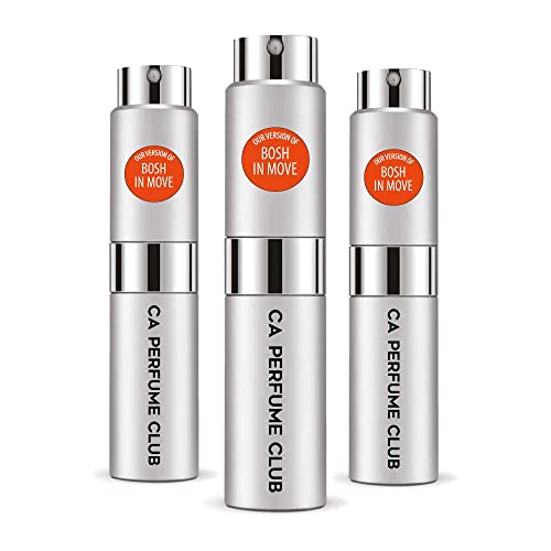 CA Perfume Impression of H. Bosh Bosh In Move For Men Replica Version Fragrance Dupes Concentrated Long Lasting Eau de Parfum Spray Refillable Atomizer Bottle 0.27 Fl Oz-X3