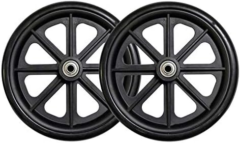 Caster Wheel, Hard Rubber Tire, 8" x 1"- 1 9/16" Hub Width; Fits Most Sunrise, Medline, Drive, Invacare, E&J, Guardian, ALCO & Other Manual Wheelchairs (Black, 5/16" Axle, Narrow Hub)One Pair