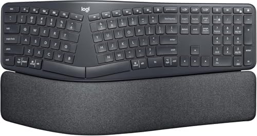 Logitech Ergo K860 Wireless Ergonomic Keyboard with Wrist Rest - Split Keyboard Layout for Windows/Mac, Bluetooth or USB Connectivity (Renewed)