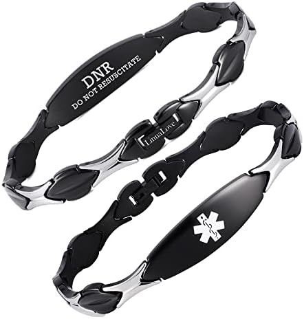 LinnaLove 7 1/2 inch Medical Alert Bracelets for women Stainless Steel Fashion Medical Bracelets Personalized Engraving