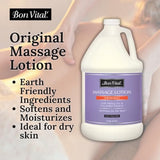 Bon Vital' Original Massage Lotion for a Versatile Massage Foundation to Relax Sore Muscles & Repair Dry Skin, Lightweight, Non-Greasy Formula to Moisturize and Repair Dry Skin, 1 Gal, Label may Vary