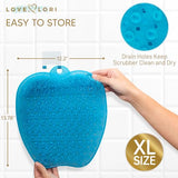 Love, Lori Shower Foot Scrubber Foot Scrubbers for Use in Shower & Foot Cleaner - Silicone Foot Scrubber for Shower Floor to Soothe Achy Feet & Reduce Pain, Foot Shower Scrubber, X-Large (Blue)