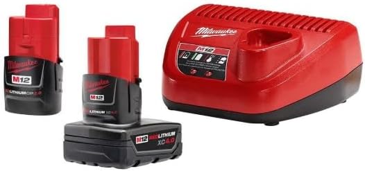 Milwaukee M12 12-Volt Lithium-Ion 4.0 Ah and 2.0 Ah Battery Packs and Charger Starter Kit 48-59-2424