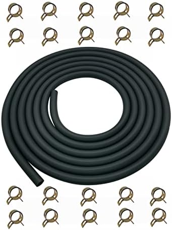 YAMAKATO 10 Feet 1/4 Inch ID Fuel Line Hose for Kawasaki Kohler Briggs & Stratton Small Gas Diesel Powersports Engines and Generators w/ 20 Clamp Rubber Black