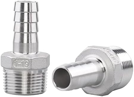 DERNORD Stainless Steel 3/4" Hose Barb x 1" NPT Male - Home Brew Pipe Fitting Pack of 2