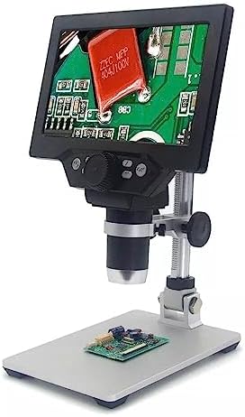 G1200 Digital Microscope 12MP 7 Inch Large Color Screen Large Base LCD Display 1-1200X Continuous Amplification Magnifier with Aluminum Alloy Stand Power Supply Version