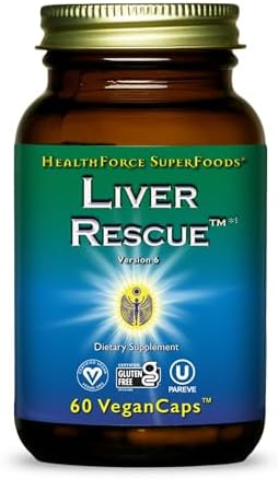 HealthForce SuperFoods Liver Rescue - Natural Liver Cleanse - with Milk Thistle & Dandelion Root - Gluten-Free & Vegan - 60 Capsules