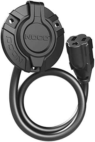 NOCO GCP1 15A AC Port Plug, 125V Power Inlet Socket, and Waterproof Electrical Outlet Receptacle Box with 16-Inch Integrated Outdoor Extension Cord