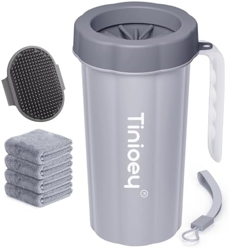 Paw Cleaner with Handle for Large Dogs - Effectively Cleans Muddy Paws and Feet for Dogs & Pets (Gray)