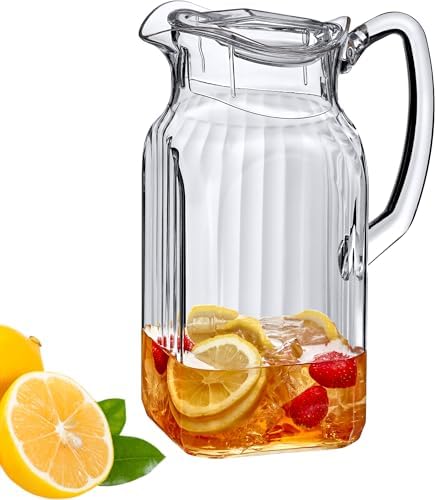 Amazing Abby - Quadly Bandly - Plastic Pitcher (64 oz, 2 Quart), Clear Water Pitcher with Lid, Fridge Jug, BPA-Free, Shatter-Proof, Great for Iced Tea, Sangria, Lemonade, Juice, Milk, and More