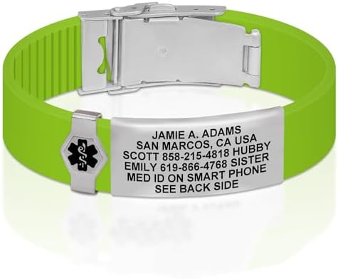 Divoti Custom Engraved Medical Alert ID Bracelet – Dual-Sided Laser Etching, Silicone Wristband, Stainless Steel Security Clasp – Adjustable & Trim-to-Fit – Emergency Medical Info Band for Men & Women