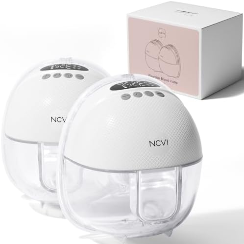 NCVI Hands Free Breast Pump 8131, Wearable Breastfeeding Pump with 4 Modes & 9 Levels, Portable Electric Milk Pump of Long Battery Life & LED Display, Wireless Discreet, 19,21,24 mm Flanges, 2 Pack