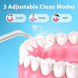 GENKENT Water Dental Flosser Cordless for Teeth Cleaning 300ML Dental Oral Irrigator 3 Modes 5 Tips Rechargeable Waterproof Electric Flossing for Home Travel (White)