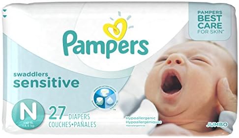Pampers Swaddlers Sensitive Newborn Diapers Size 0, 27 Count