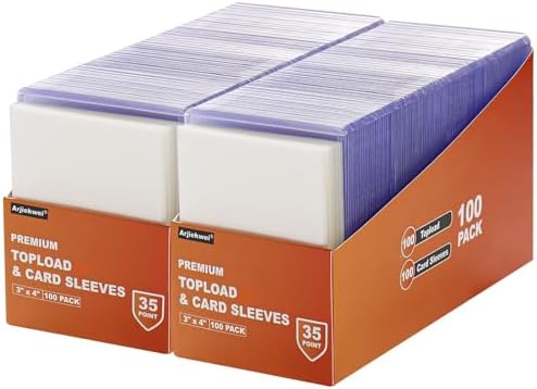 400 Card Sleeves Hard Plastic, Arjiekwei 3"X4" Baseball Card Protectors Hard Plastic, Premium Card Holder for Trading Sports Baseball Football Game Cards (200 Hard Sleeves + 200 Soft Sleeves)