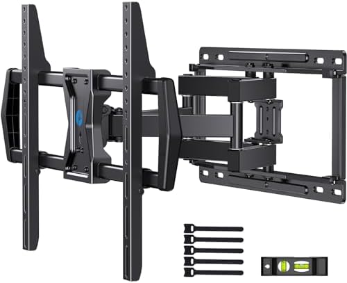 Pipishell Full Motion TV Wall Mount for Most 37-75 inch TVs, Wall Mount Bracket with Dual Articulating Arms, Swivel, Tilt, Max VESA 600x400mm up to 100 lbs, TV Mount Fits 12”/16” Wood Studs, PILF6