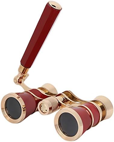 Opera Glasses Binoculars, 3X25 Theater Glasses Telescope with Foldable Handle, Mini Binocular Compact Lightweight for Concert Theater Opera Travel Sightseeing (red)