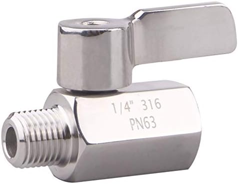 DERNORD 1/4 inch Stainless Mini Ball Valve NPT Female x Male Thread SUS316