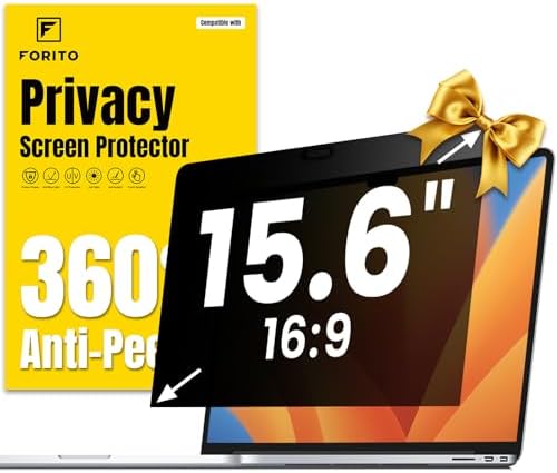 F FORITO 15.6 Inch Laptop Privacy Screen Protector, 360° Anti Peeping and Anti Glare Laptop Privacy Shield Compatible with 15.6" HP/Lenovo/Dell/Acer/ASUS/Thinkpad with 16:9 Aspect Ratio