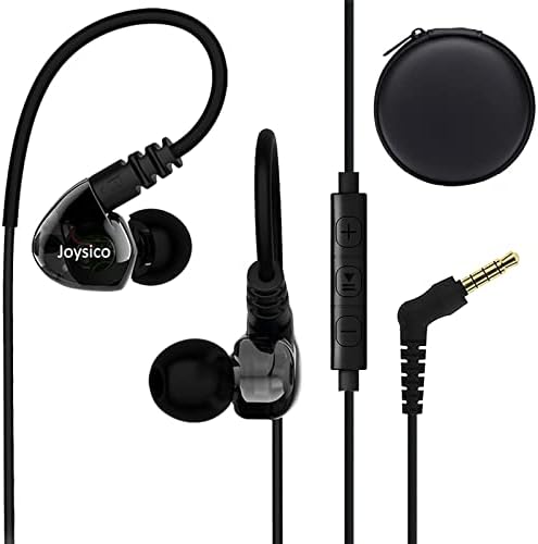 Sport Headphones Wired Over Ear in-Ear Earbuds for Kids Women Small Ears Comfortable, Earhook Earphones for Running Exercise Jogging, Ear Buds with Microphone and Volume for Cell Phones Black